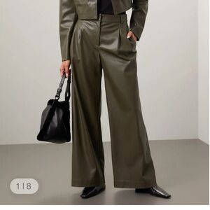 Olive Green Faux Leather Pants